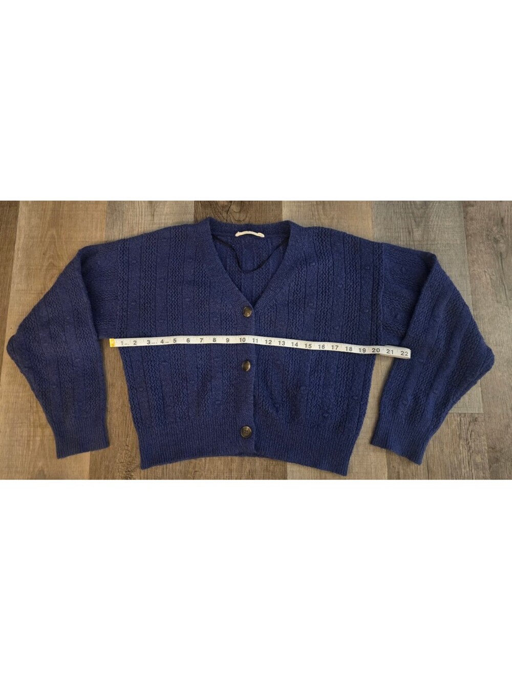 Molly Green Blue Cable Knit Cardigan Sweater | Chunky Textured Knit - Size Small